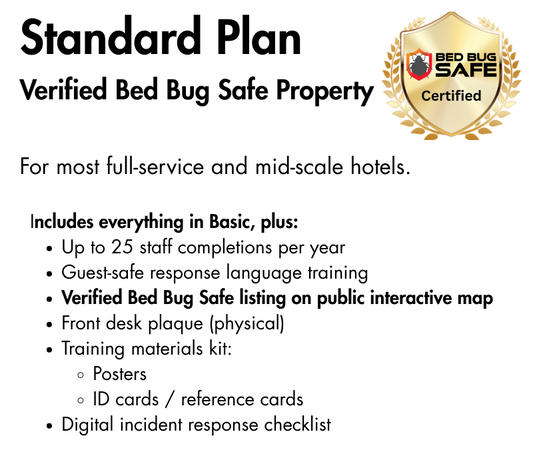 Bed Bug Hotel Education and Certification Course – Standard Package