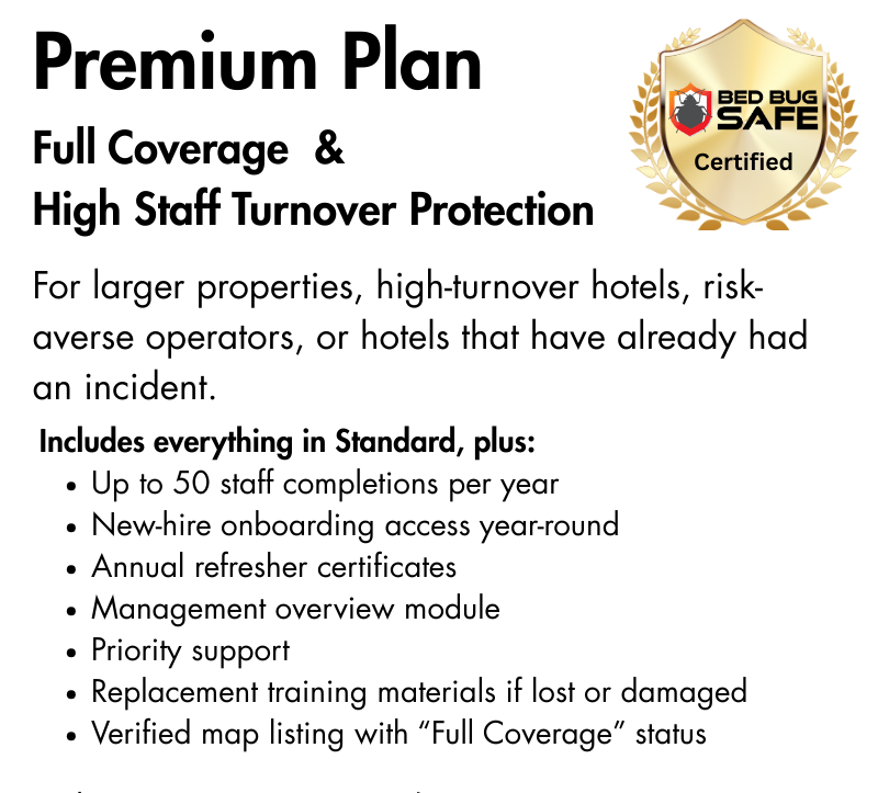 Bed Bug Hotel Education and Certification Course – Premium Package