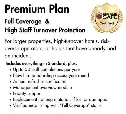 Bed Bug Hotel Education and Certification Course – Premium Package